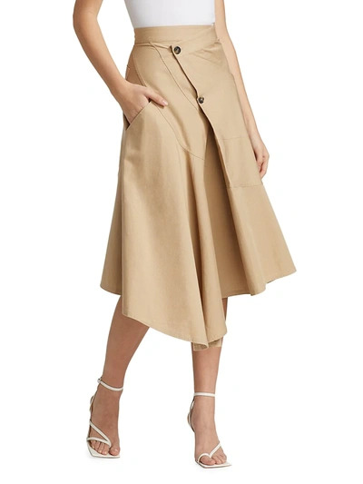 Shop Jw Anderson Women's Wrap Effect Asymmetric Skirt In Flax