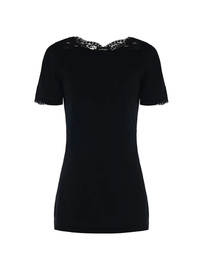 Shop La Perla Women's Souple Lace-trim T-shirt In Black