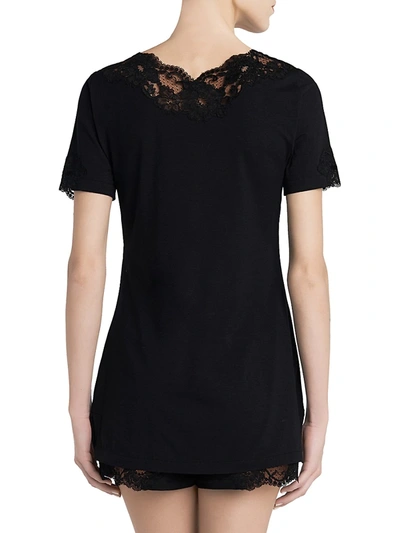 Shop La Perla Women's Souple Lace-trim T-shirt In Black