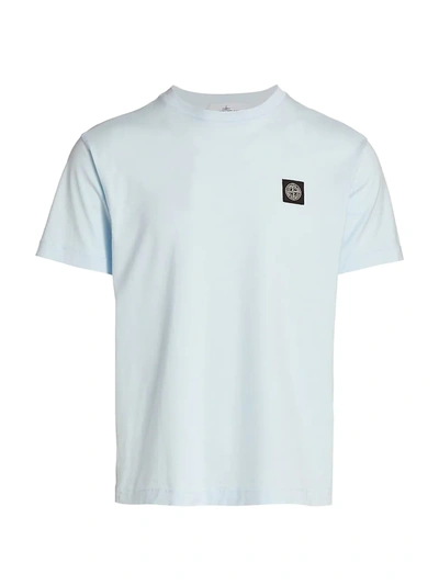 Shop Stone Island Classic Cotton Logo T-shirt In Sky Blue