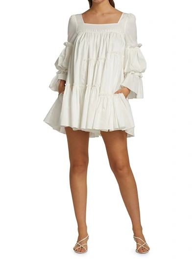 Shop Aje L'espirit Ruffle Trim Mini Dress In White