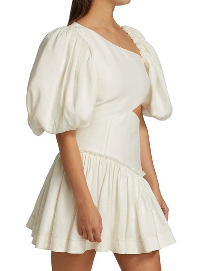 Shop Aje Chateau Puff-sleeve Mini Dress In Ivory