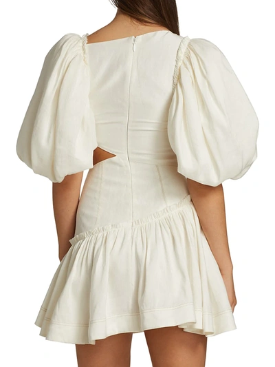 Shop Aje Chateau Puff-sleeve Mini Dress In Ivory