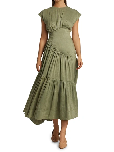 Shop Aje Women's Reflection Midi Dress In Oak Moss