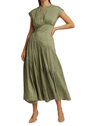 Shop Aje Women's Reflection Midi Dress In Oak Moss