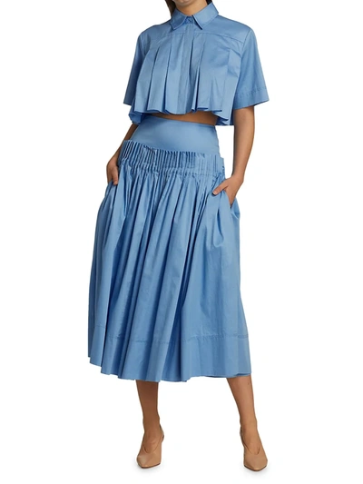 Shop Aje Savoy Pleated Skirt In Cornflower