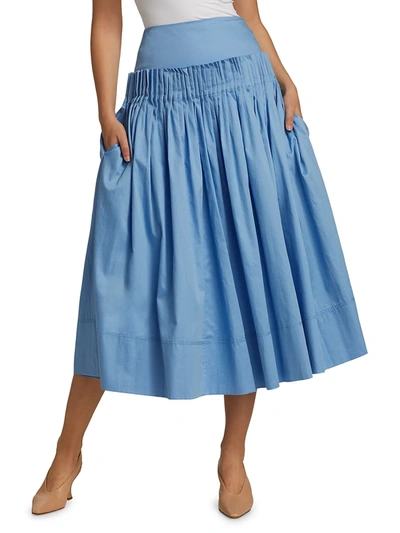 Shop Aje Savoy Pleated Skirt In Cornflower