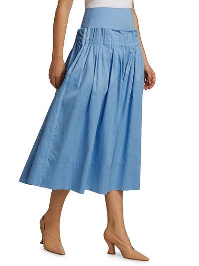 Shop Aje Savoy Pleated Skirt In Cornflower