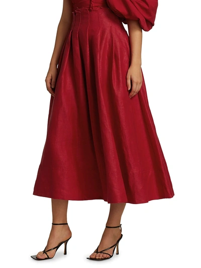 Shop Aje Apres Linen Midi Skirt In Samba