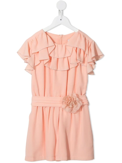 Shop Abel & Lula Ruffle Crepe Playsuit In Pink