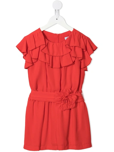 Shop Abel & Lula Ruffle Crepe Playsuit In Red