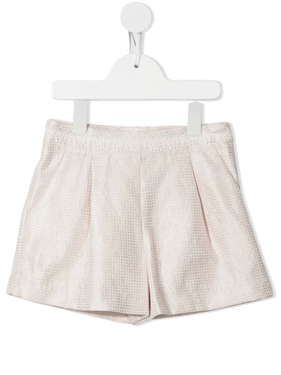 Shop Abel & Lula Check Print Lace Trim Shorts In Pink