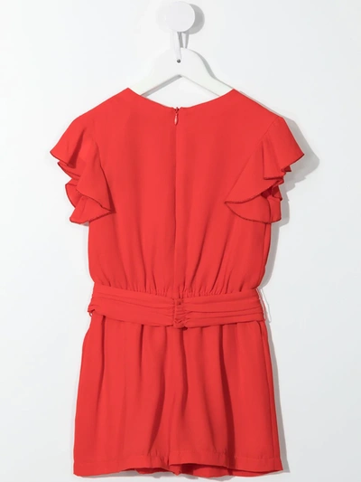 Shop Abel & Lula Ruffle Crepe Playsuit In Red