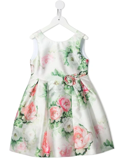 Shop Abel & Lula Floral Print Satin Dress In White