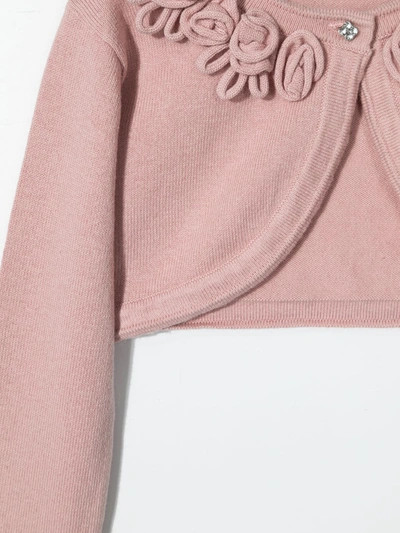 Shop Abel & Lula Floral Appliqué Cropped Jacket In Pink