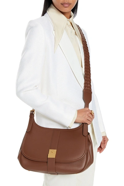 Shop Bottega Veneta Leather Shoulder Bag In Brown