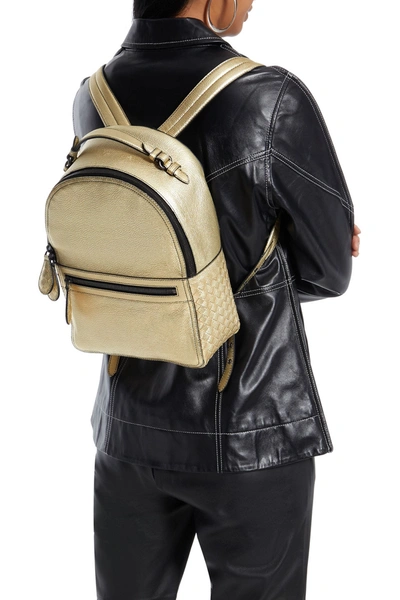 Shop Bottega Veneta Metallic Intrecciato And Textured-leather Backpack In Platinum