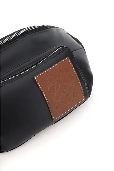 Shop Loewe Puffy Belt Bag In Nappa And Fabric In Black,brown