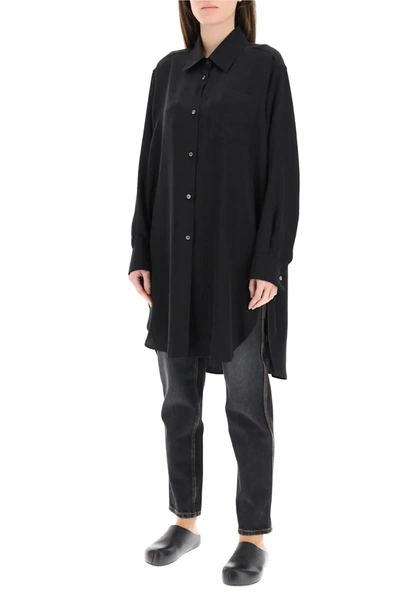 Shop Loewe Anagram Jacquard Silk Shirt In Black