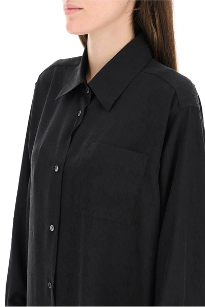 Shop Loewe Anagram Jacquard Silk Shirt In Black