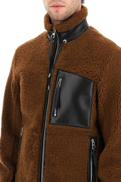 Shop Loewe Shearling Jacket In Brown