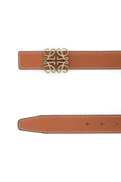 Shop Loewe Anagram Reversible Leather Belt In Brown,black
