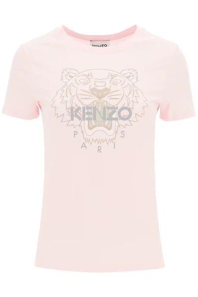 Shop Kenzo Tiger Print T-shirt In Pink,grey