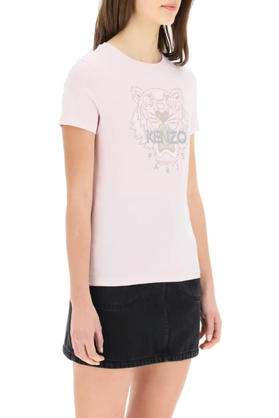 Shop Kenzo Tiger Print T-shirt In Pink,grey