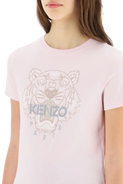 Shop Kenzo Tiger Print T-shirt In Pink,grey