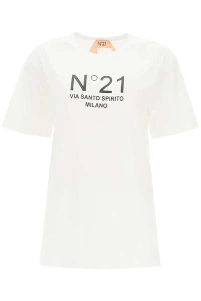 Shop N°21 Oversized T-shirt With Logo Print In White,black