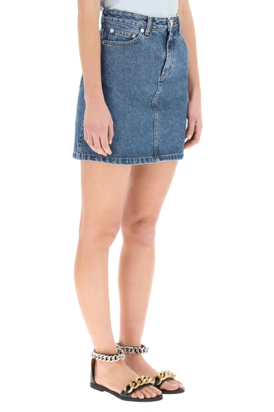 Shop Apc Standard Denim Mini Skirt In Blue