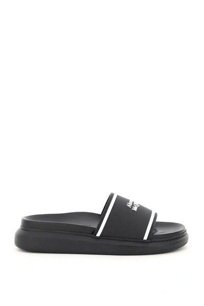 Shop Alexander Mcqueen Hybrid Signature Slides In Black,white