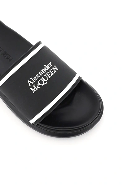 Shop Alexander Mcqueen Hybrid Signature Slides In Black,white