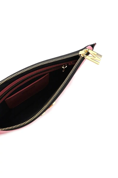 Shop Moschino Leather Pouch With Monogram In Pink