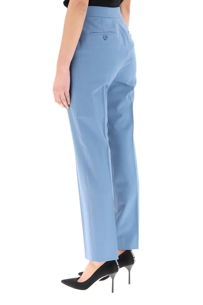 Shop Max Mara Tempo Trousers In Mohair Wool In Blue,light Blue