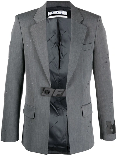 Shop Off-white Industrial-belt Blazer In Grey