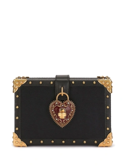 Shop Dolce & Gabbana My Heart Calf-leather Box Bag In Black
