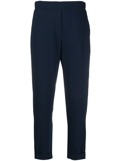 Shop P.a.r.o.s.h Cropped Slim-fit Trousers In Blue