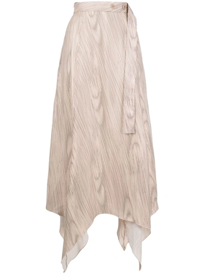 Shop Aeron Wave Print Asymmetric Midi Skirt In Neutrals
