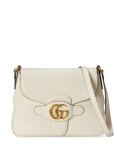 Shop Gucci Gg Logo Crossbody Bag In White