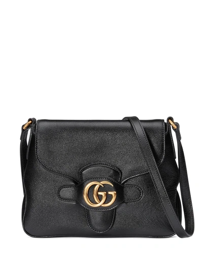 Shop Gucci Small Double G Messenger Bag In Black