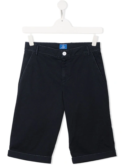 Shop Fay Contrast-stitching Cotton Shorts In Blue