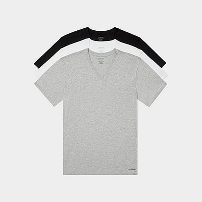 Shop Calvin Klein Men's Classic Fit V-neck T-shirts (3 Pack) In Grey Heather/black/white