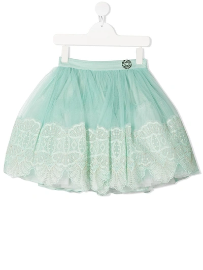 Shop Elie Saab Junior Lace-appliqué Tullé Skirt In Green