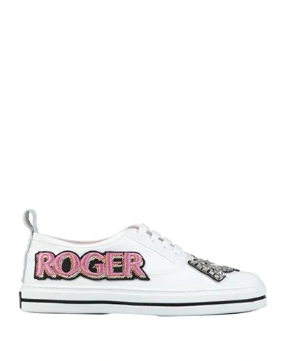 Shop Roger Vivier Woman Sneakers White Size 4.5 Textile Fibers