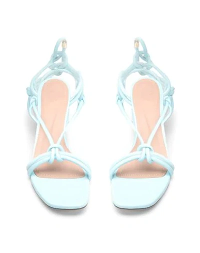 Shop 8 By Yoox Leather Square Toe Lace-up Sandal Woman Sandals Sky Blue Size 8 Goat Skin