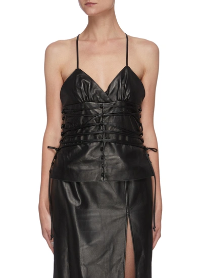 Shop 16arlington Iris' Leather Slip Top In Black