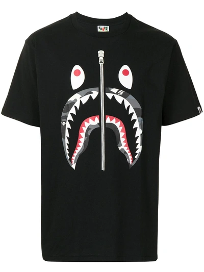 Shop A Bathing Ape Shark-print T-shirt In Black