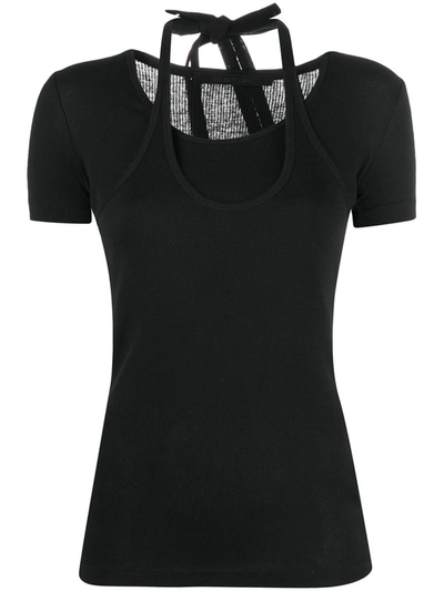 Shop Helmut Lang Layered Halter T-shirt In Black