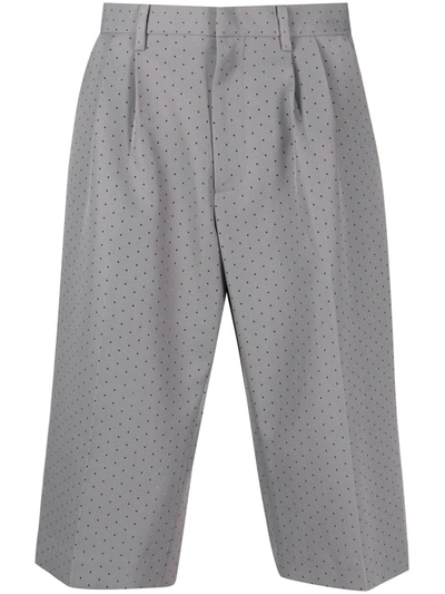 Shop Viktor & Rolf Perforated-detail Tailored Shorts In Grey